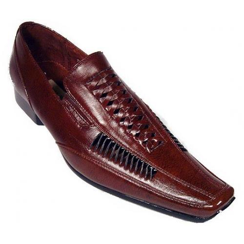 Sevasta Italiano Brown Woven Hand Burnished Leather Loafers 1253